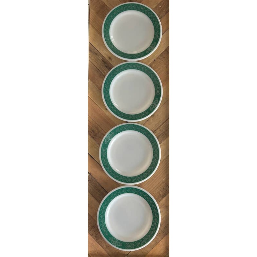 Vintage Corning décor laurel vine fern green 6” dinnerware salad plates set of 4